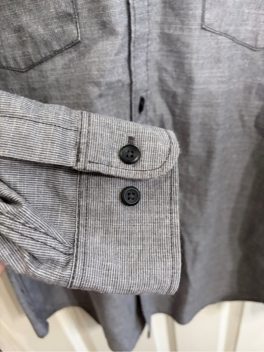 Vintage Mossimo Supply Co. Men's Charcoal Gray Long-Sleeve Button-Down size L - Picture 4 of 7